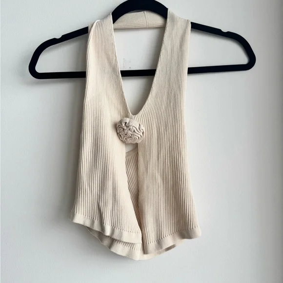 PrettyLittleThing Beige Ribbed Tank Top - Picture 1 of 3